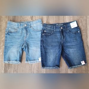NWT 2-Girls Bermuda Denim Shorts Adjustable Waist Arizona Jean Size 7 Reg